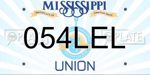 054LEL Mississippi License Plate