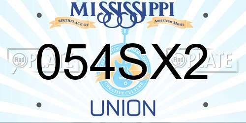 054SX2 Mississippi License Plate