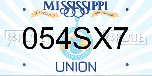 054SX7 Mississippi License Plate