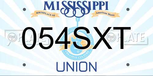 054SXT Mississippi License Plate