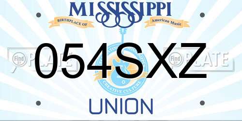 054SXZ Mississippi License Plate
