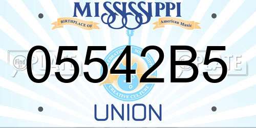 05542B5 Mississippi License Plate