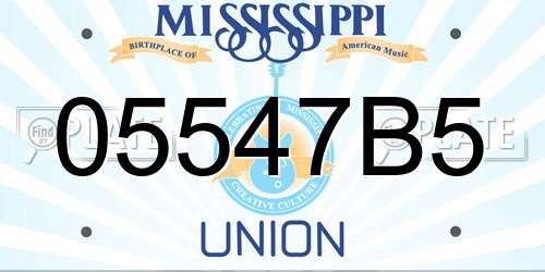 05547B5 Mississippi License Plate