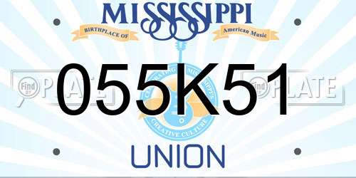 055K51 Mississippi License Plate