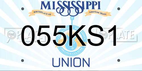 055KS1 Mississippi License Plate