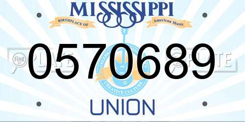 0570689 Mississippi License Plate