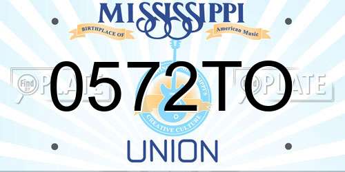 0572TO Mississippi License Plate