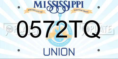 0572TQ Mississippi License Plate