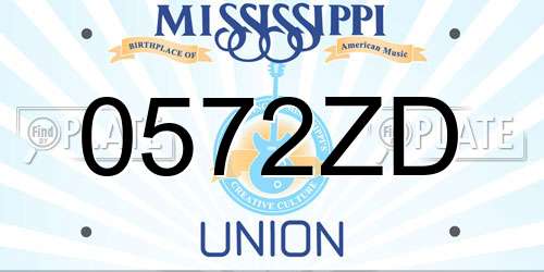 0572ZD Mississippi License Plate