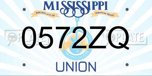 0572ZQ Mississippi License Plate