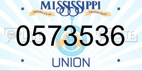 0573536 Mississippi License Plate