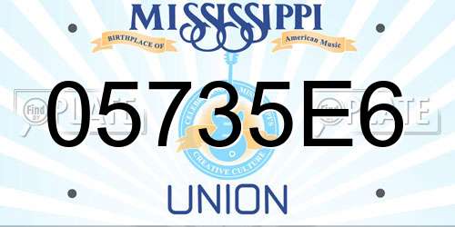05735E6 Mississippi License Plate