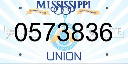0573836 Mississippi License Plate