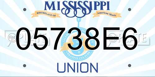 05738E6 Mississippi License Plate