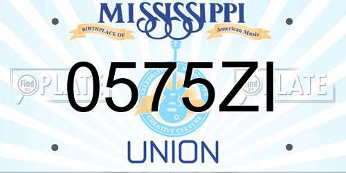 0575ZI Mississippi License Plate