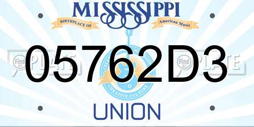 05762D3 Mississippi License Plate