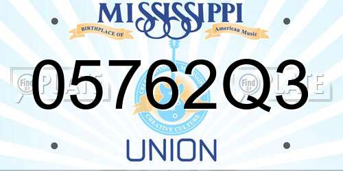 05762Q3 Mississippi License Plate