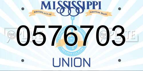 0576703 Mississippi License Plate