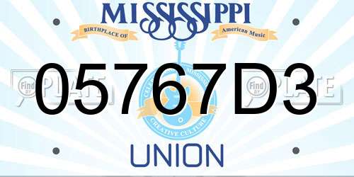 05767D3 Mississippi License Plate