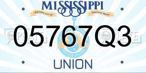 05767Q3 Mississippi License Plate