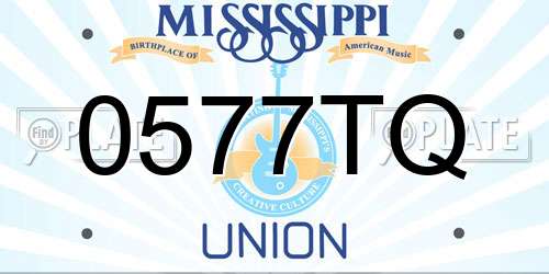 0577TQ Mississippi License Plate