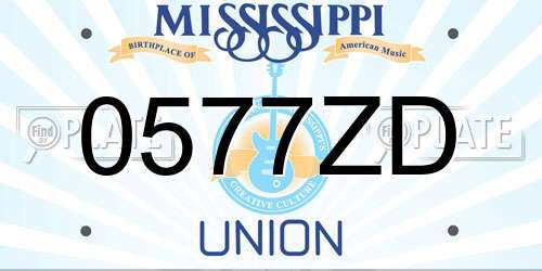 0577ZD Mississippi License Plate