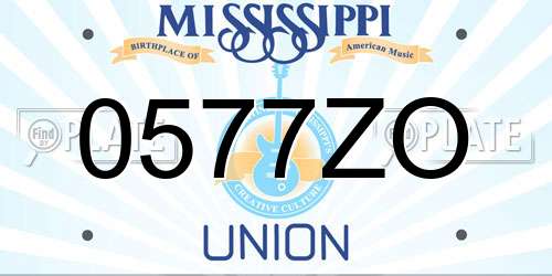 0577ZO Mississippi License Plate