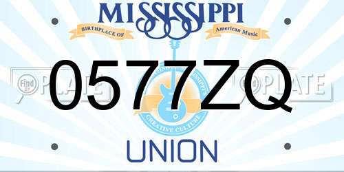 0577ZQ Mississippi License Plate