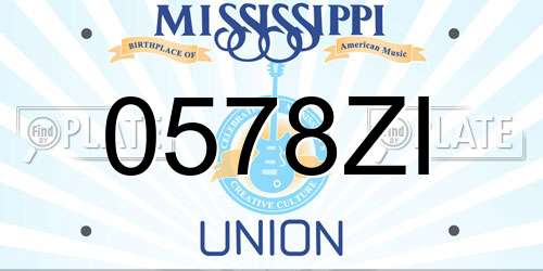 0578ZI Mississippi License Plate