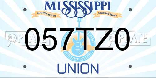 057TZ0 Mississippi License Plate