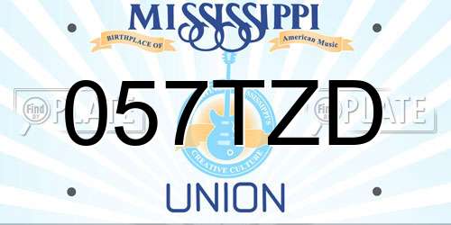 057TZD Mississippi License Plate