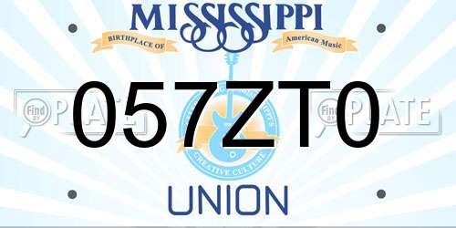 057ZT0 Mississippi License Plate
