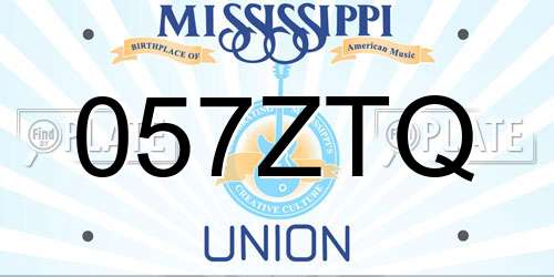 057ZTQ Mississippi License Plate