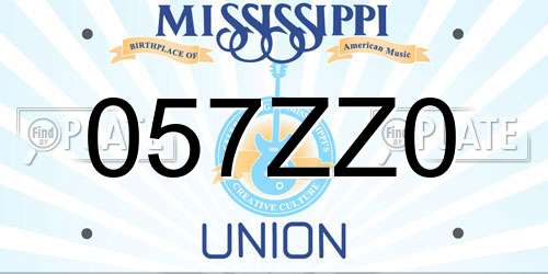 057ZZ0 Mississippi License Plate