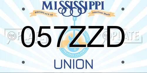 057ZZD Mississippi License Plate