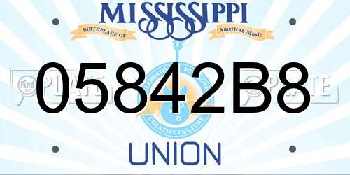 05842B8 Mississippi License Plate