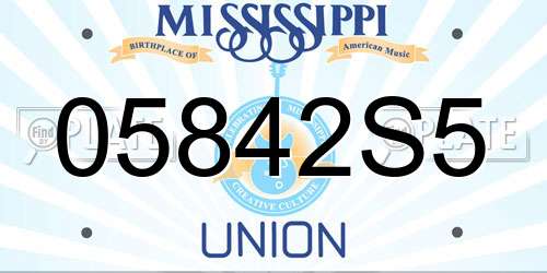 05842S5 Mississippi License Plate