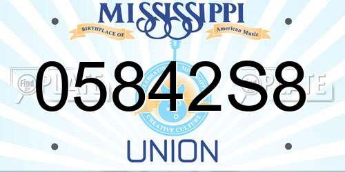 05842S8 Mississippi License Plate