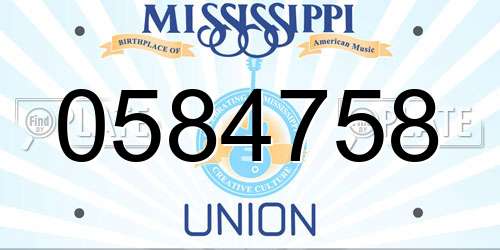 0584758 Mississippi License Plate