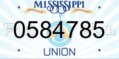 0584785 Mississippi License Plate