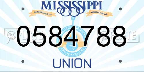 0584788 Mississippi License Plate