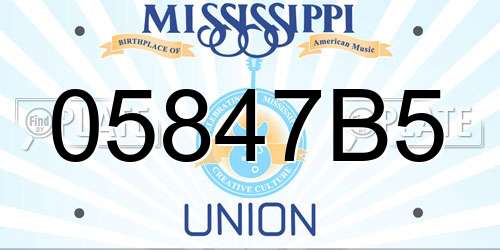 05847B5 Mississippi License Plate