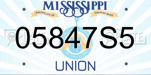 05847S5 Mississippi License Plate