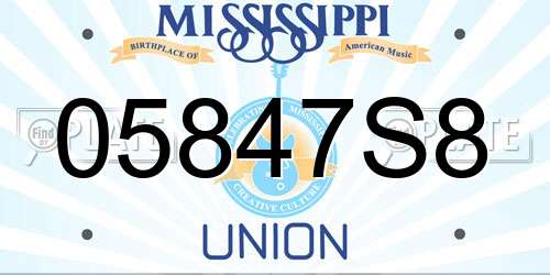 05847S8 Mississippi License Plate