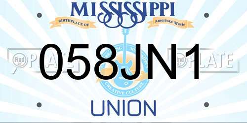 058JN1 Mississippi License Plate