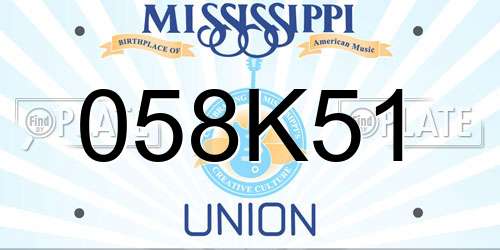 058K51 Mississippi License Plate