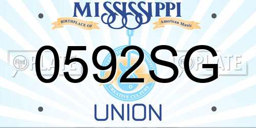0592SG Mississippi License Plate