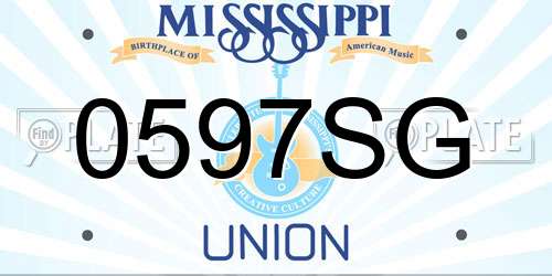 0597SG Mississippi License Plate