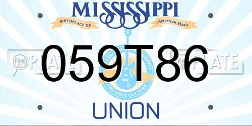 059T86 Mississippi License Plate