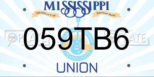 059TB6 Mississippi License Plate